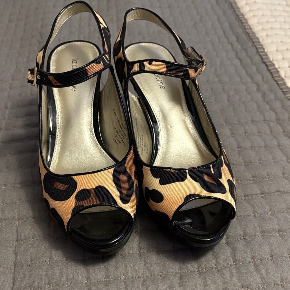 Liz Claiborne Animal Print Peep Toe Heels